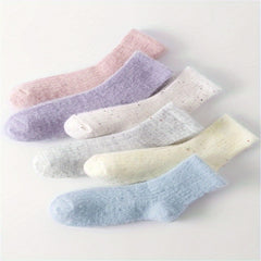 6 Pairs Fuzzy Crew Socks Women's Stockings & Hosiery