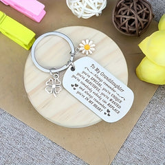 Stainless Steel Keychain Gift For Granddaughter From Grandfather Grandmother