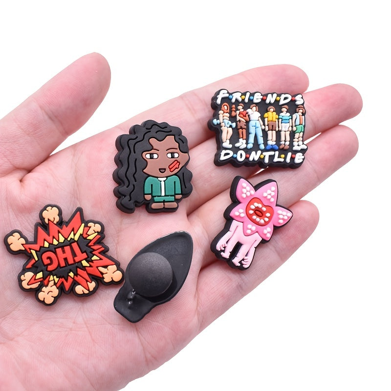 29pcs Cartoon Shoes Charms for Clogs Jigs Bubble Sandals PVC