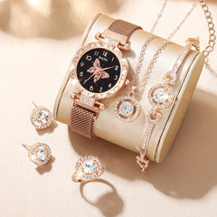 Butterfly Rhinestone Watch & Bracelet Set