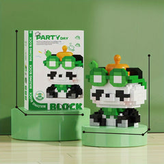 Chinese Style Panda Building Block Flower Desktop Ornament