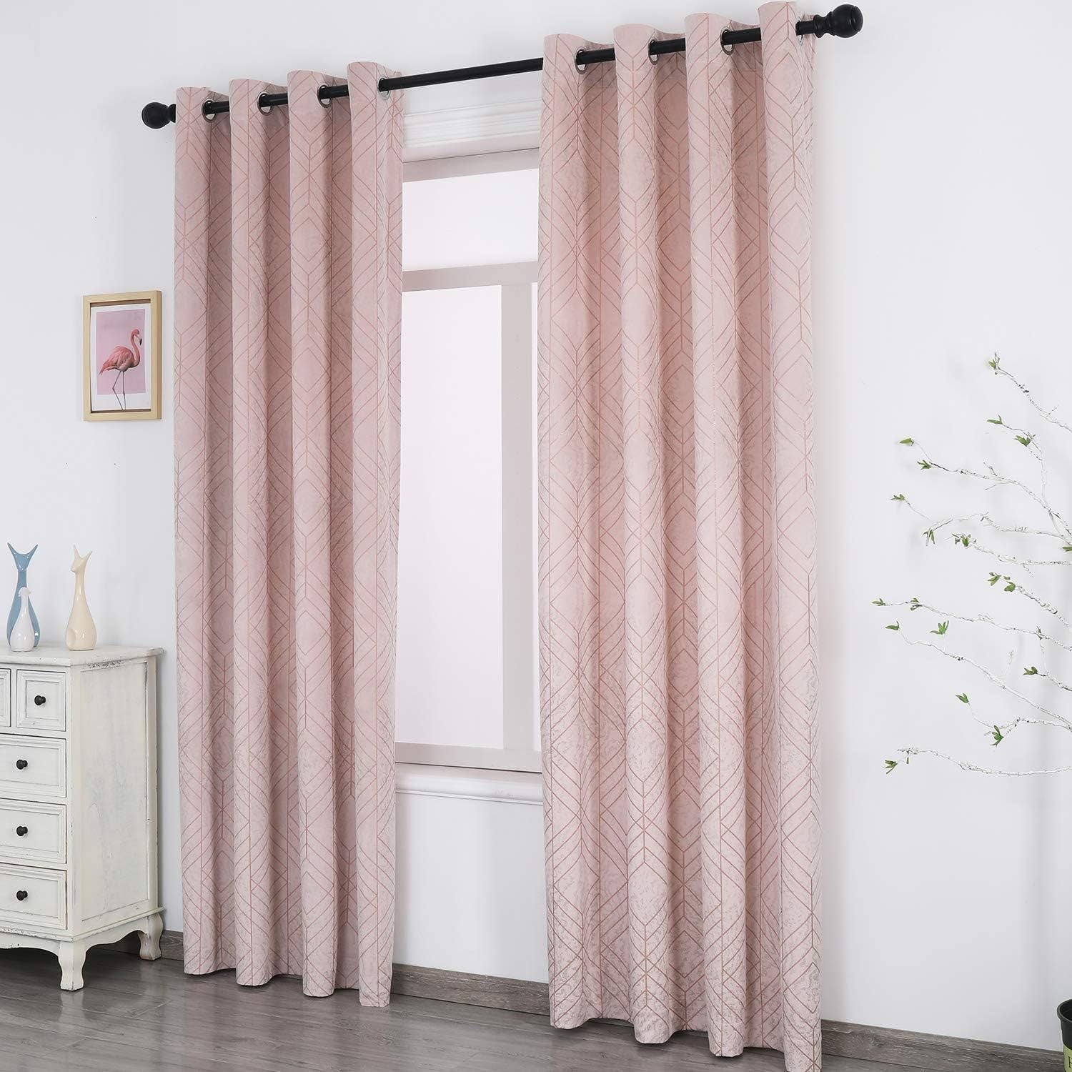 Velvet Curtains Grommet Top Thermal Insulated Soft Privacy Blackout Curtains