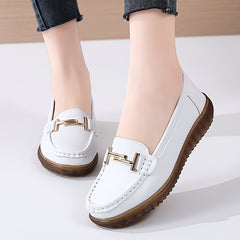 Women's Metal Decor Flat Loafers Soft Slip On Casual Walking Shoes