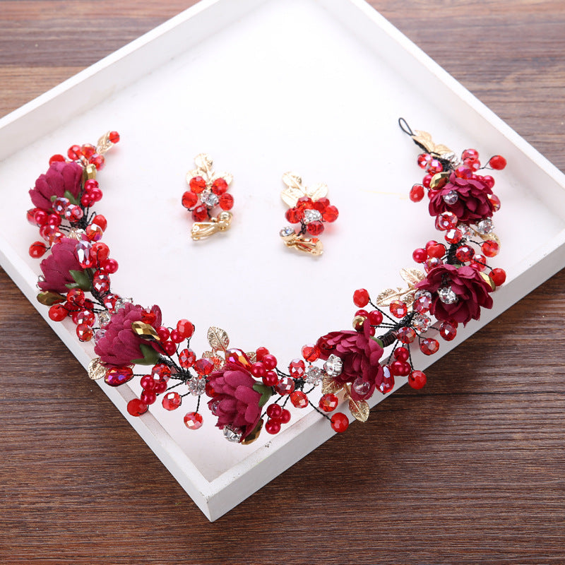 Rose Flower Crown Wedding Headband Wrist Band