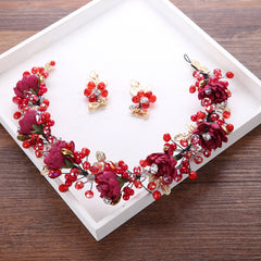 Rose Flower Crown Wedding Headband Wrist Band