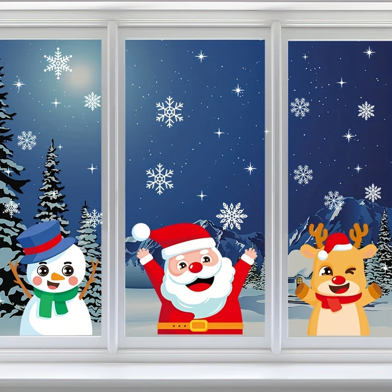 3pcs Christmas Snowflake Window Cling Stickers For Glass Xmas Decorations