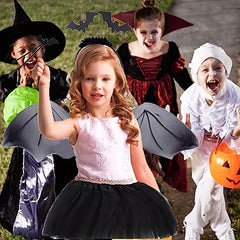 4pcs Halloween Bat Costume Set Puffy Skirt Bat Wings Bat Bandana