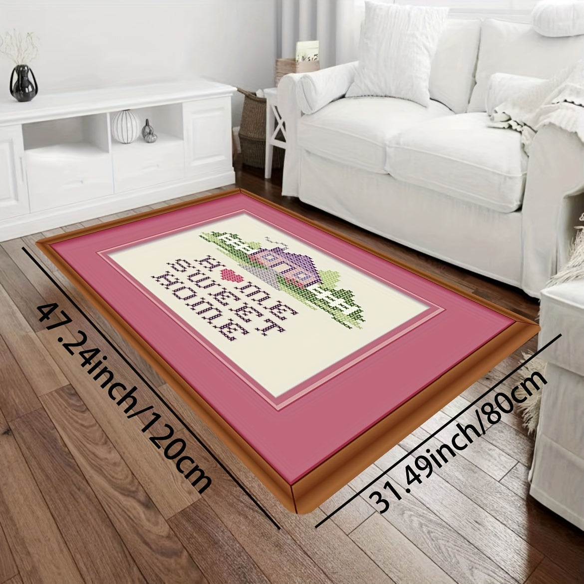 Love Heart Motif Rug English Letter Doormat Washable Living Room Carpet