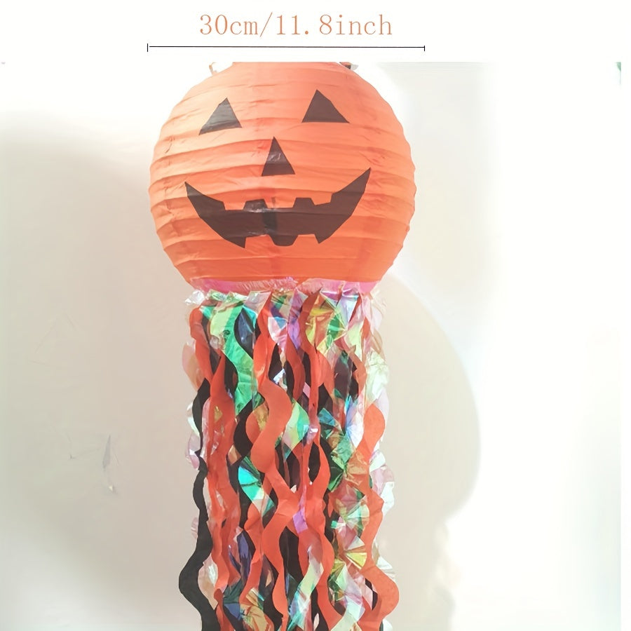11" Pumpkin Witch Skull Bat Hanging Lantern Halloween Decor & Party Props