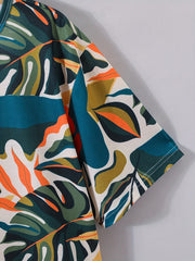 Hawaii Tropical Floral Full Print Men's Tshirt Short Sleeve