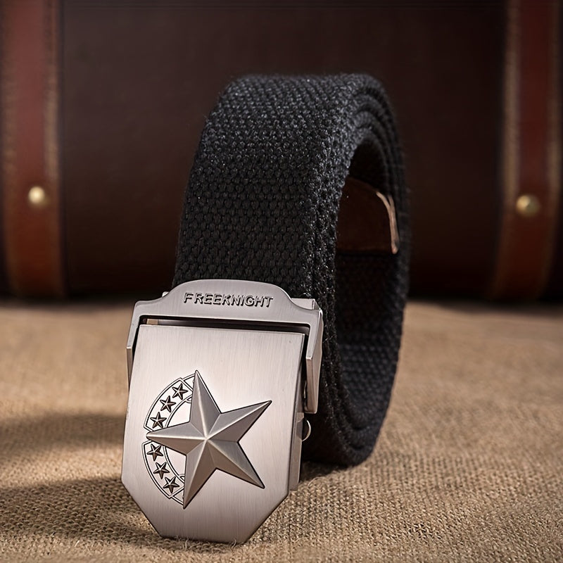 Men's Automatic Canvas Buckle Casual Woven Waist Belt