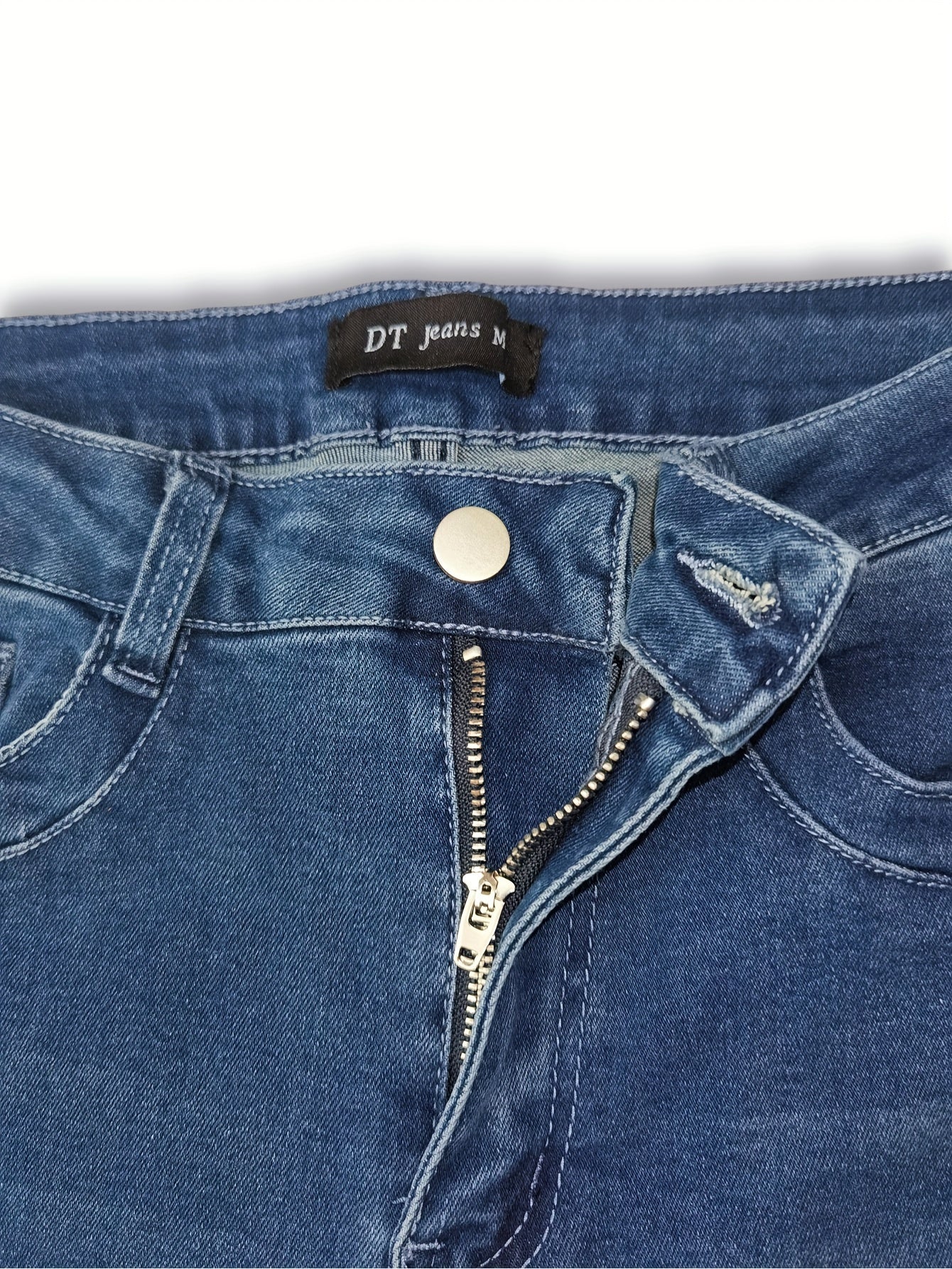 Flare Leg Jeans Women's Washed Button Fly Medium Stretch Casual Jeans
