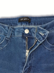 Flare Leg Jeans Women's Washed Button Fly Medium Stretch Casual Jeans