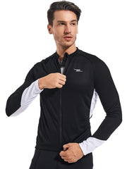 Men's Outdoor Sports Block Zipper Shirt Long-sleeved Top