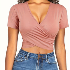 Sexy Deep V Neck Crop Athletic Gym Tank Top