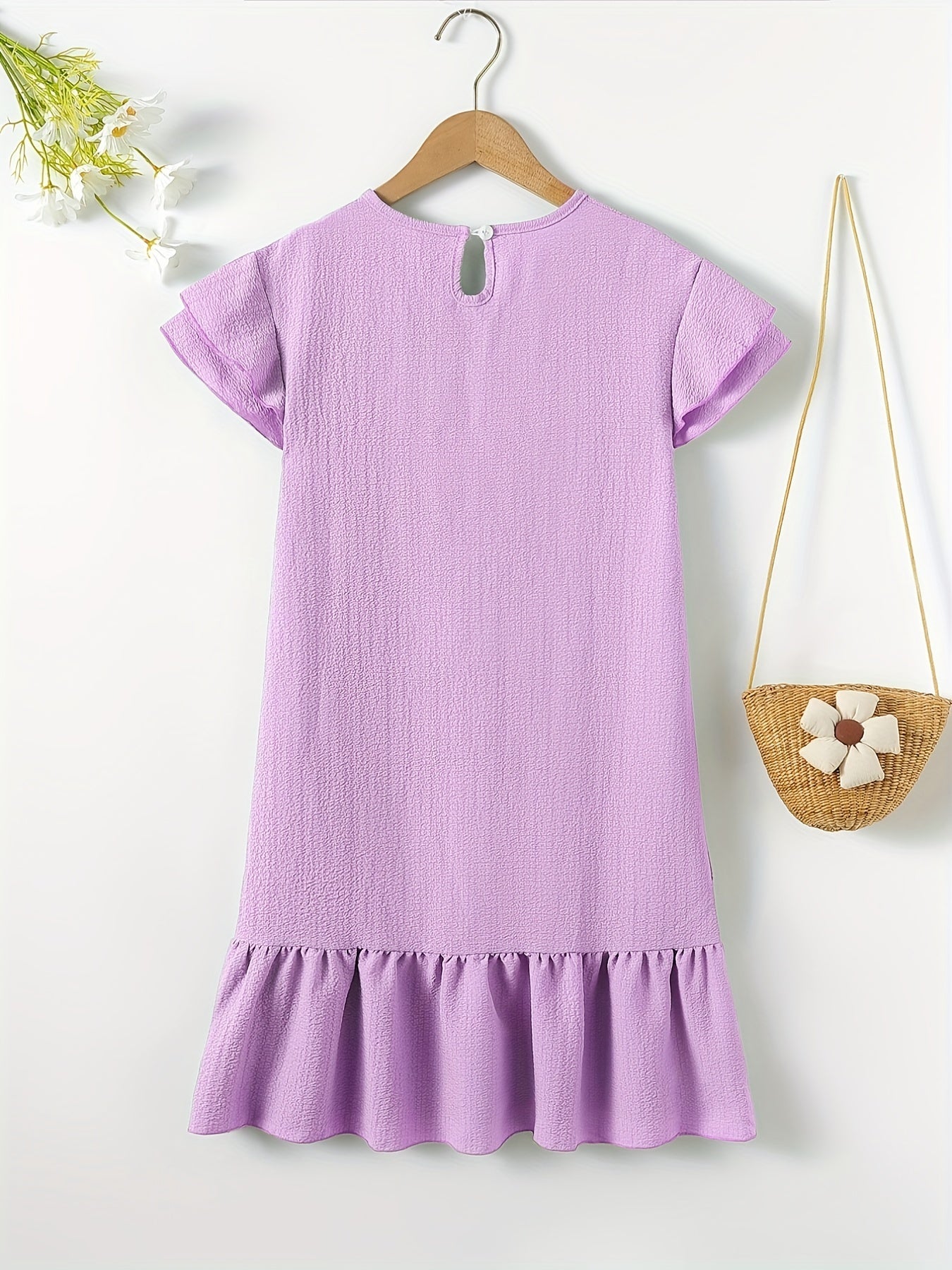 Girls V neck Short Sleeve Dress Kids Clothes Summer