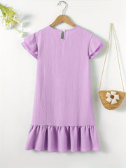 Girls V neck Short Sleeve Dress Kids Clothes Summer