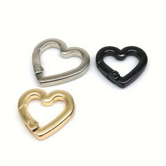 2pcs Heart Shaped Spring Buckle O Ring Openable Handbag Belt Strap