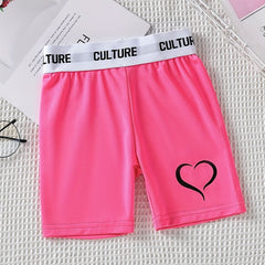 Girl Casual Heart Pattern Sports Yoga Shorts High Stretchy Athletic Fit