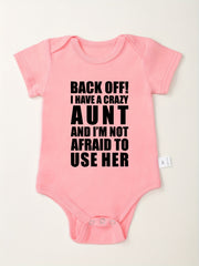 Baby Boys BACK OFF Print Romper Short Sleeve Bodysuit