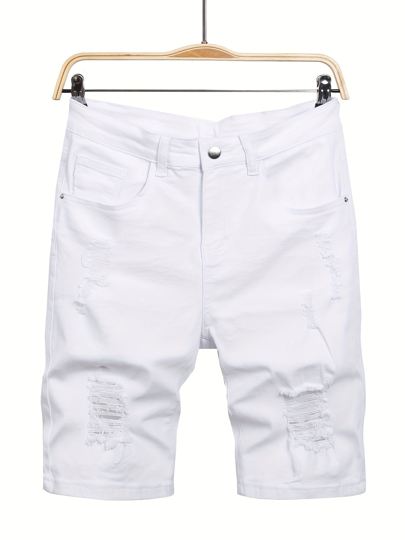 Men's Ripped Denim Shorts Casual Street Style Distressed Stretch Denim Shorts