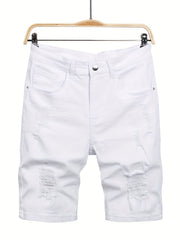 Men's Ripped Denim Shorts Casual Street Style Distressed Stretch Denim Shorts