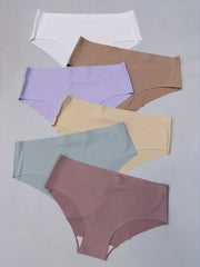 6pcs Seamless Solid Briefs Stretchy Intimates Panties Women's Lingerie