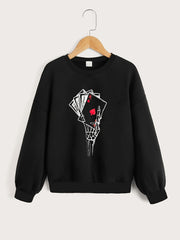 Dancing Skeleton Graphics Pullover for Girls