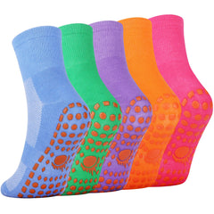 5 Pairs Stopper Socks Women's Non Slip Yoga Pilates Dance Socks One Size