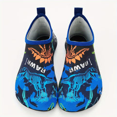 Dino Print Water Shoes for Boys Quick Dry Aqua Socks