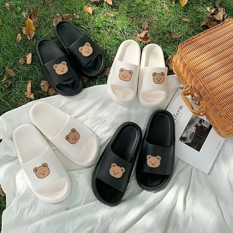 Men's Cartoon Bear Slides Lightweight Quick drying Non slip Slippers