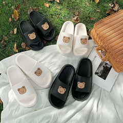 Men's Cartoon Bear Slides Lightweight Quick drying Non slip Slippers