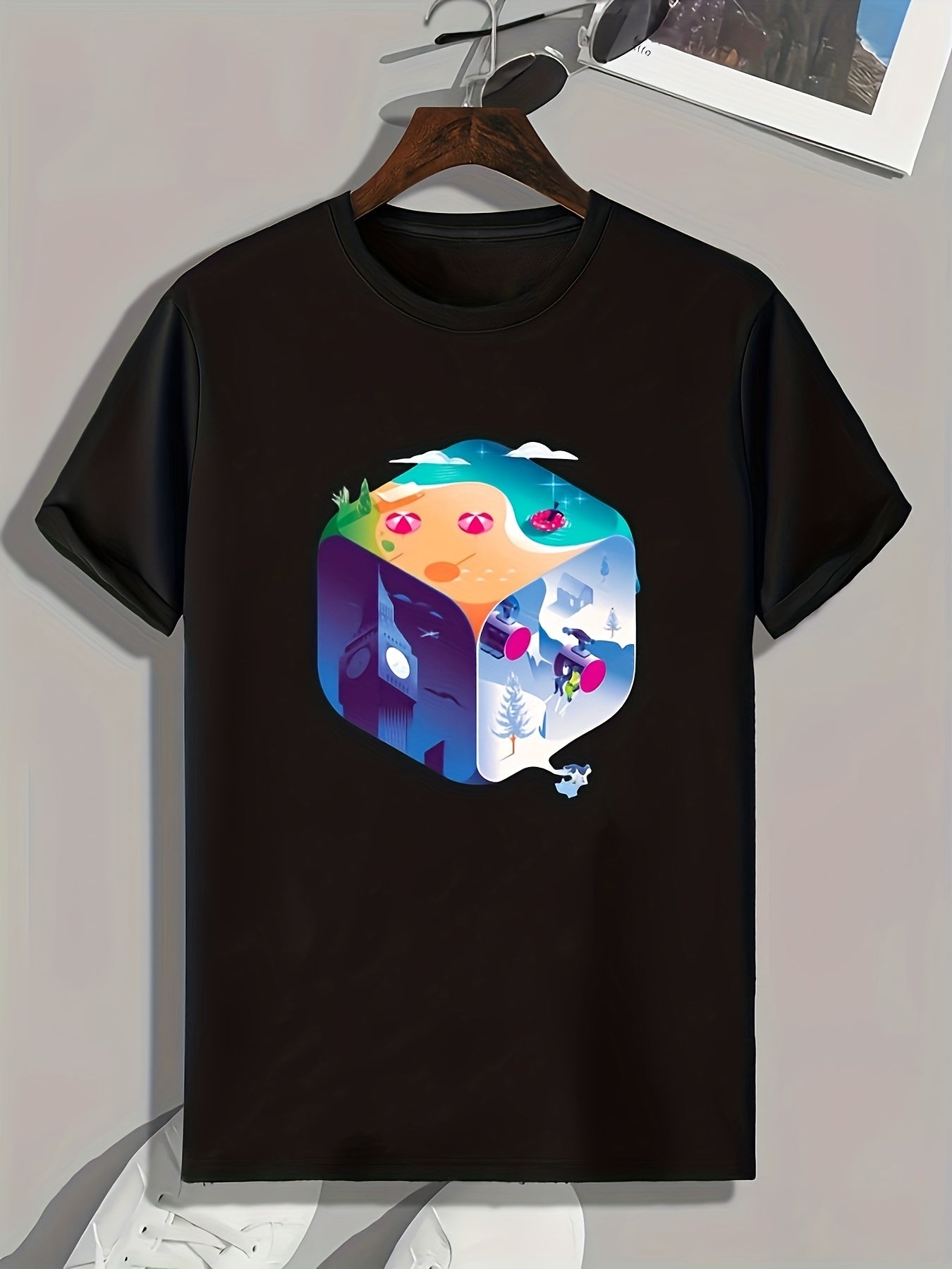 Cube Print Men's Graphic T-shirt Casual Comfy Tee for Summer