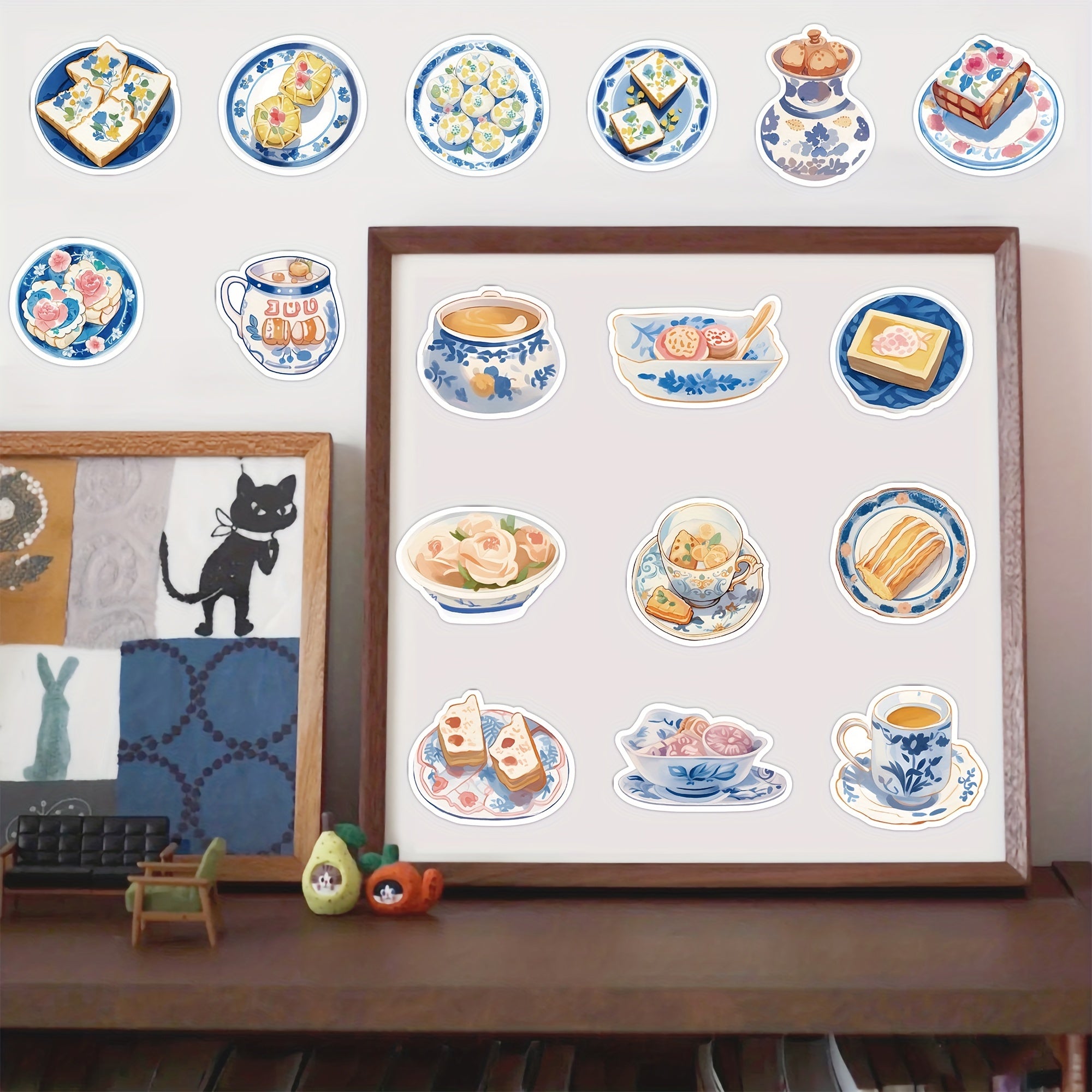 60pcs Porcelain Food Stickers for Luggage, Phones, Laptops