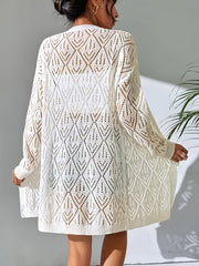 V Neck Long Sleeves Hollow Out Cover Up Shirt