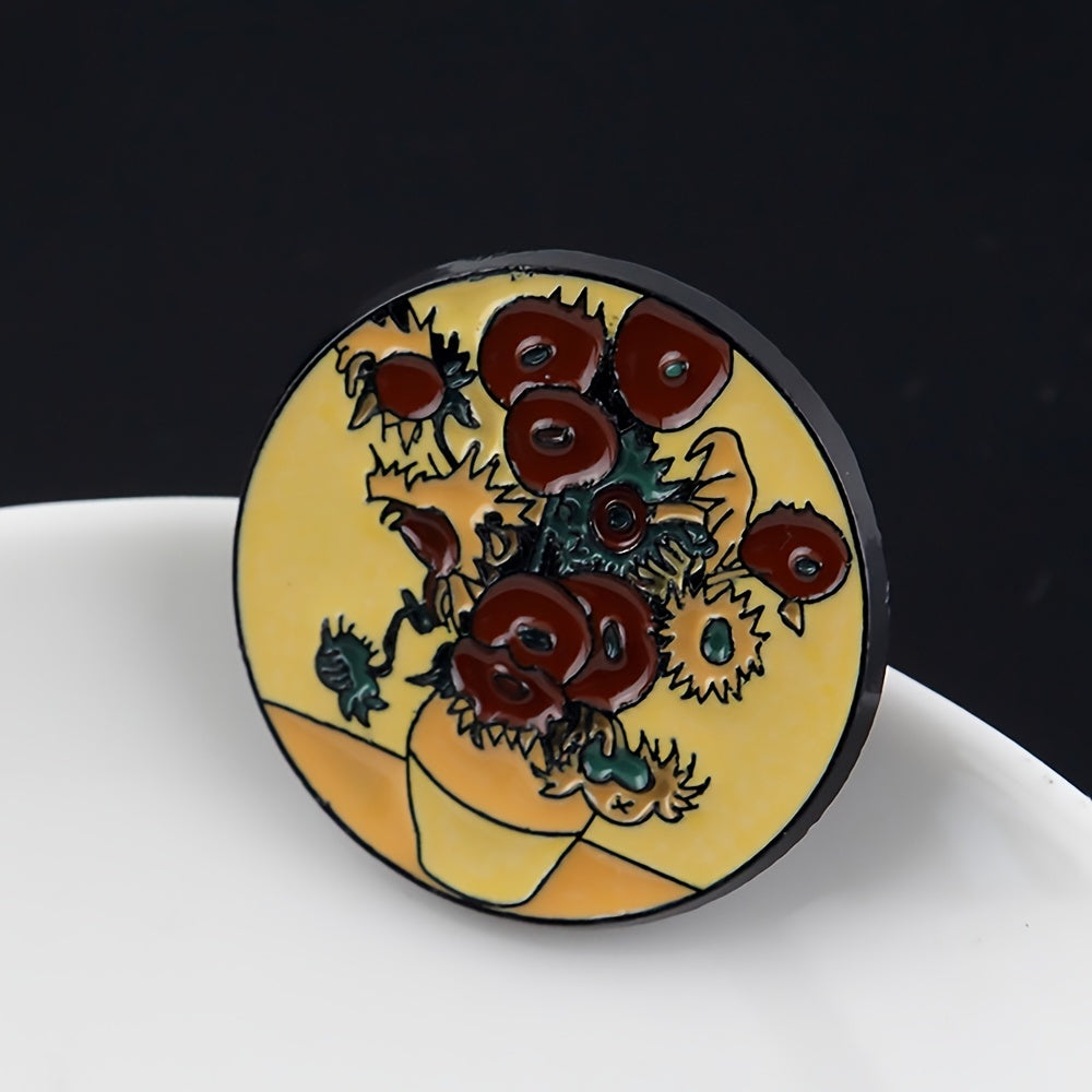 Yellow Vase Sunflower 3D Pattern Brooch Girls