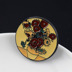 Yellow Vase Sunflower 3D Pattern Brooch Girls
