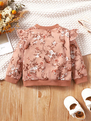 Baby Floral Print Long Sleeve Sweatshirt Kid's Casual Pullover Tee Top
