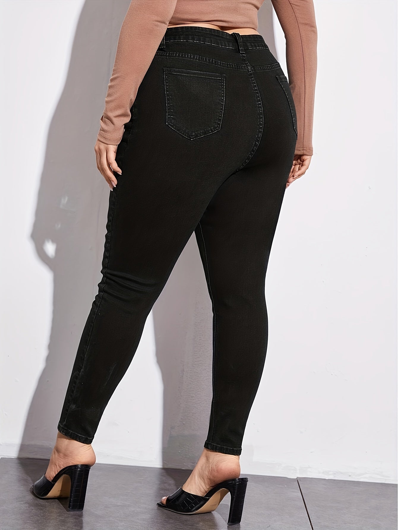 High Rise Skinny Jeans Women's Plus High Stretch Casual Denim