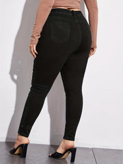High Rise Skinny Jeans Women's Plus High Stretch Casual Denim