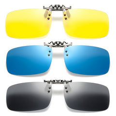 Men's Square Polarized Lens Clip On Sunglasses