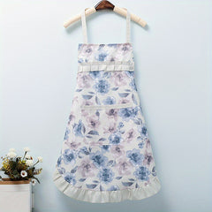 Polyester Flower Apron, Adjustable Halter, Pockets for Various Uses