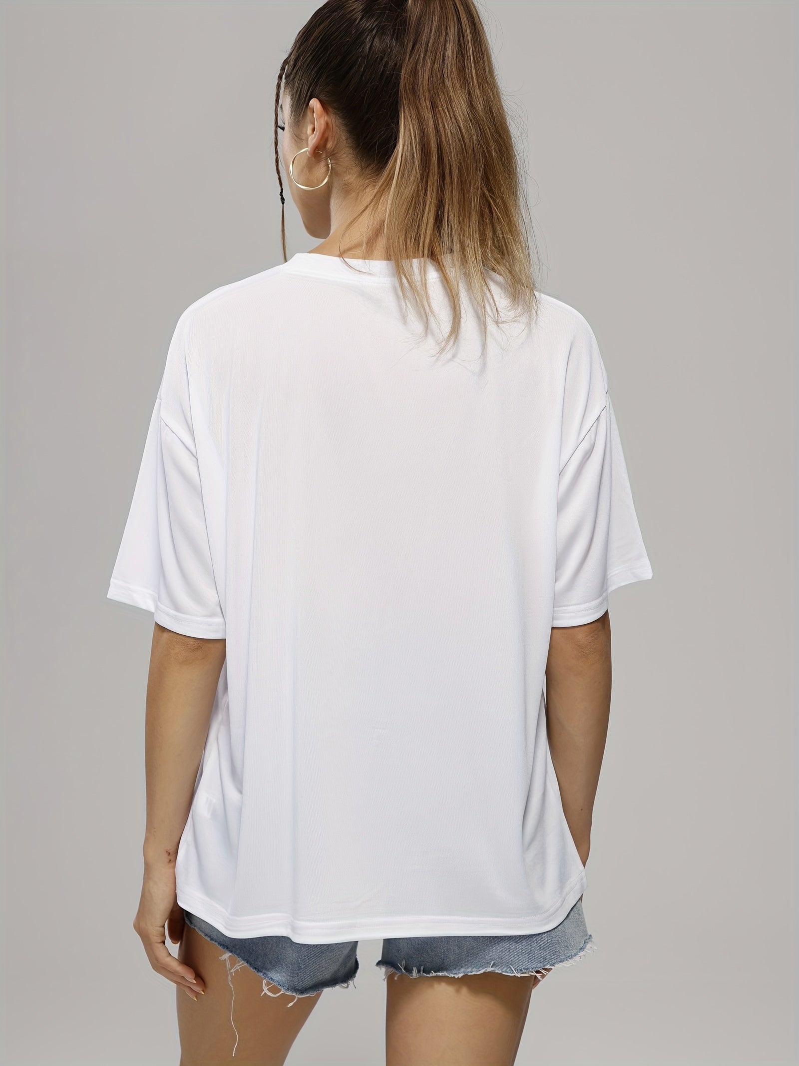Letter & Flags Print Casual T-shirt Crew Neck Short Sleeve Tee