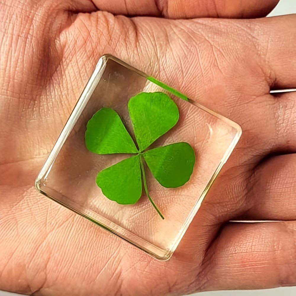 Men's Four Leaf Clover Charm Clear Glass Lucky Accessory