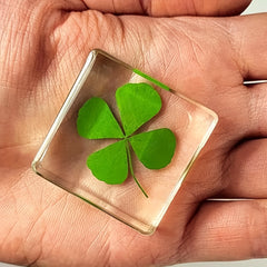 Men's Four Leaf Clover Charm Clear Glass Lucky Accessory