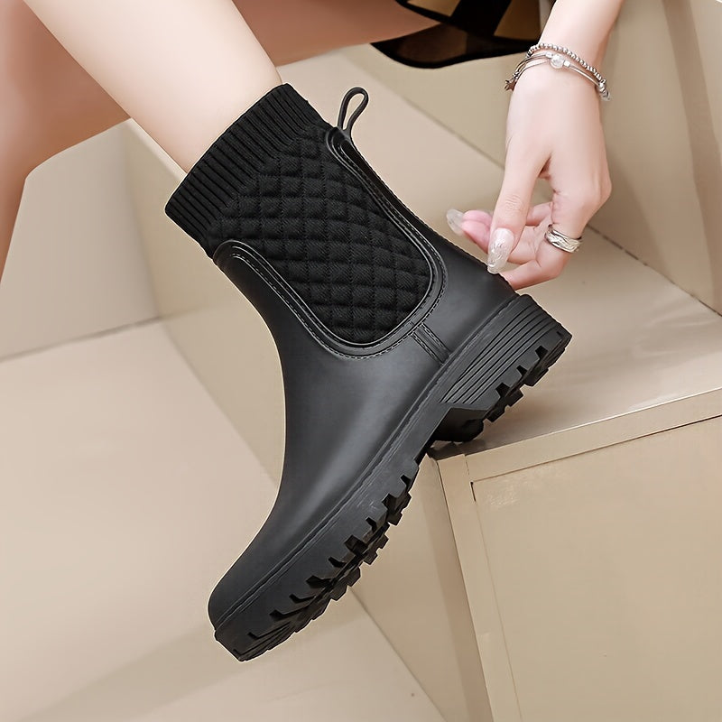 Women's Waterproof Rubber Rain Boots Medium Tube