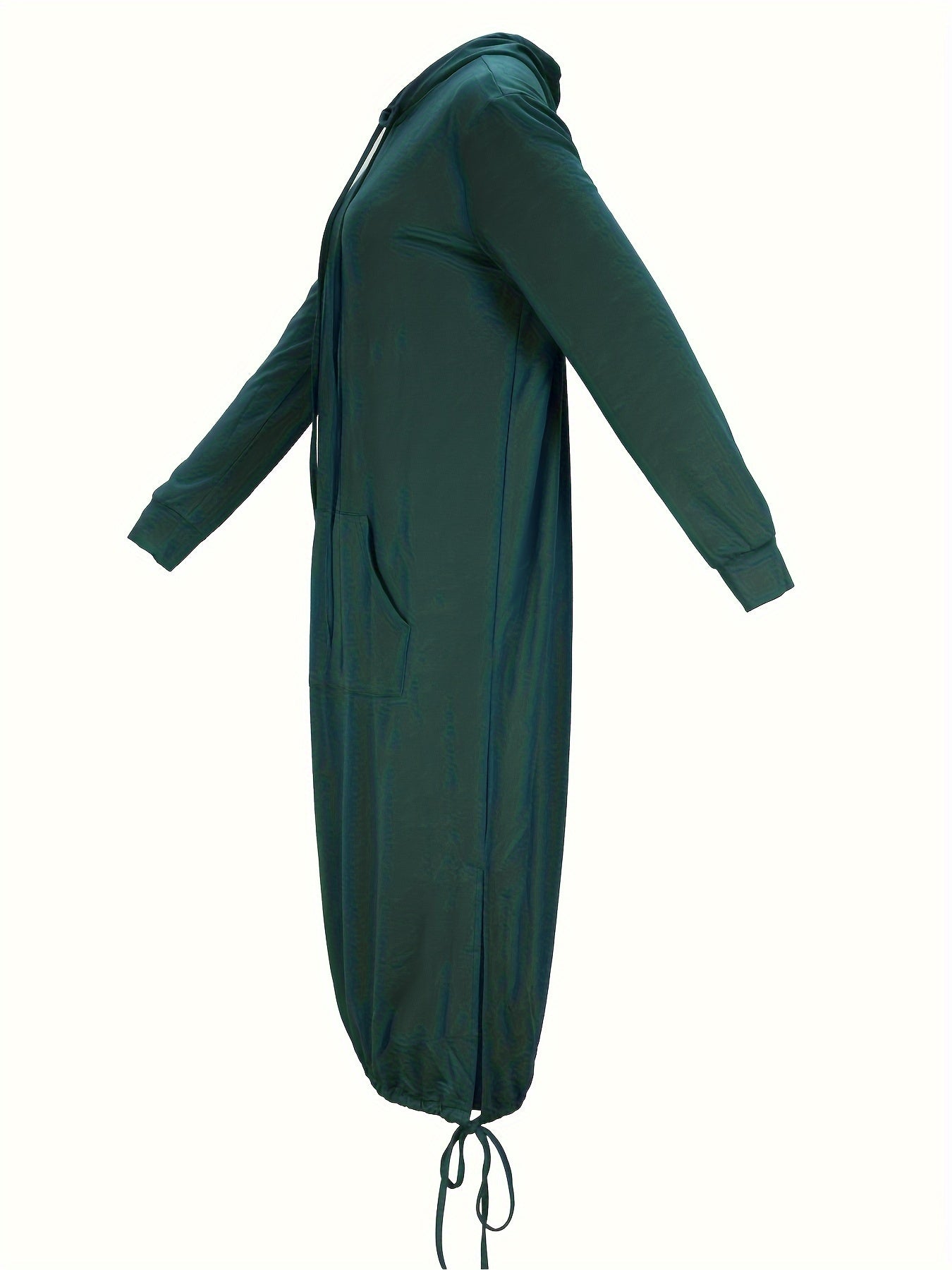 Long Sleeve Hooded Sweatshirt Dress With Pockets