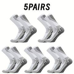 5 Pairs Breathable Soccer Mid Calf Socks For Men And Women
