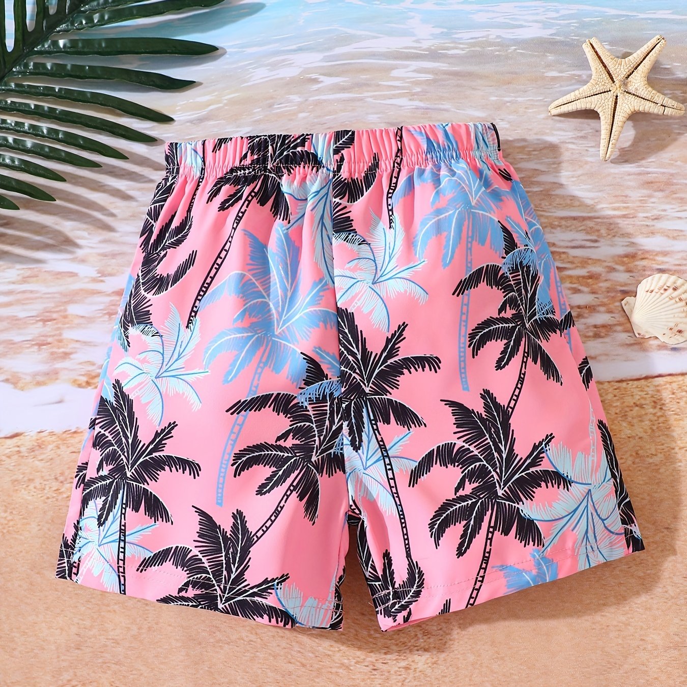 Boys Tropical Coconut Trees Casual Shorts for Beach Vacation
