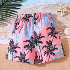Boys Tropical Coconut Trees Casual Shorts for Beach Vacation